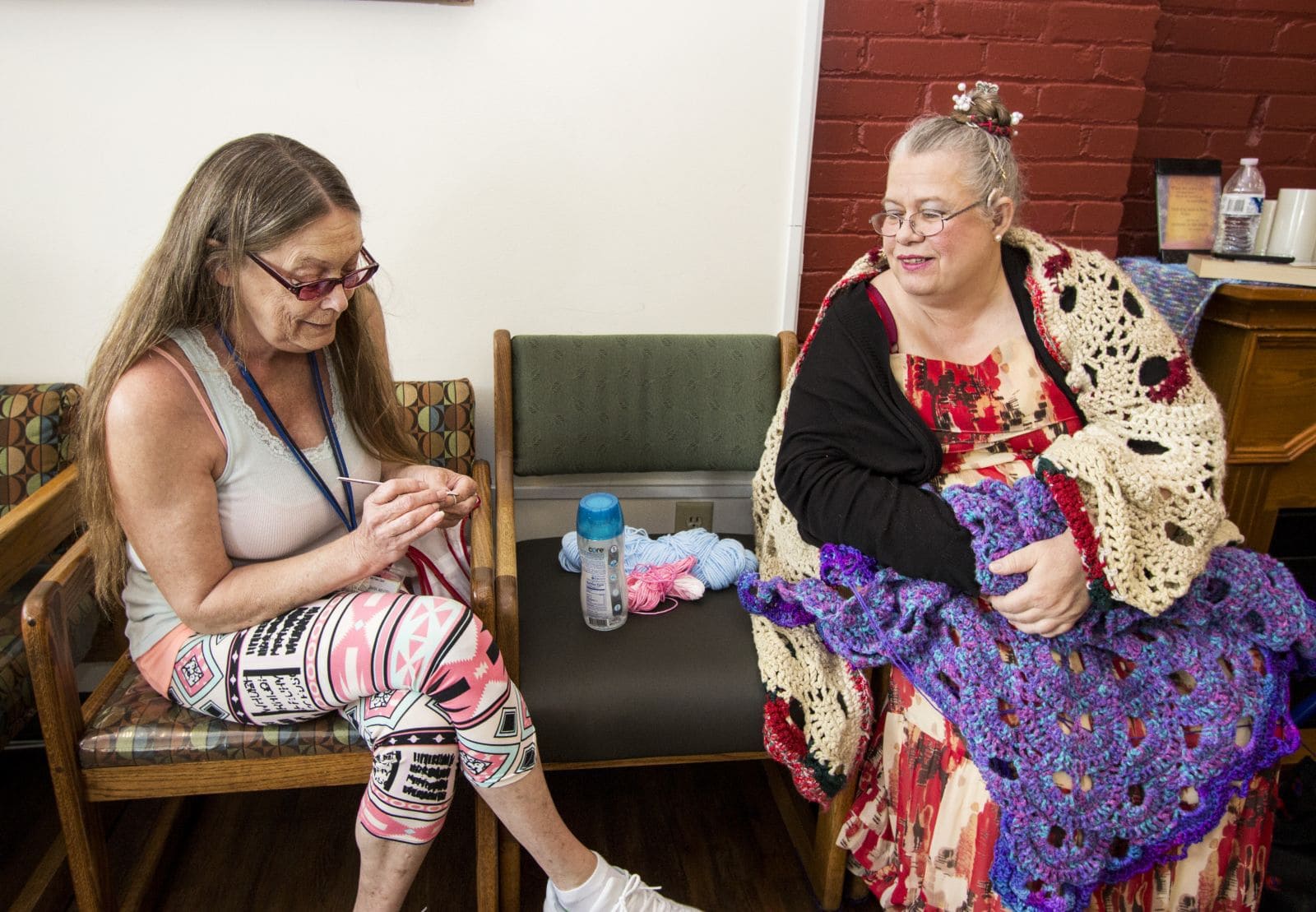 Two-Women-Knitting-1 The Women’s Hearth is a safe, welcoming community that promotes growth and wellbeing for women, trans women, and non-binary individuals, all with diverse backgrounds.